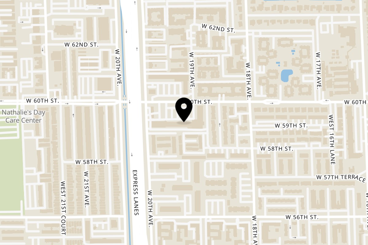 Map showing the location of LA CEVBICHERIA RESTAURANT on 1922 W 60th St in Hialeah